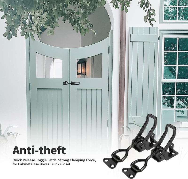 E-TING 4Pack Toggle Clamp Latch 397Lbs Holding Capacity 4002 Pull Latch Clamps Black Adjustable Quick Release Hasp Clamps for Smoker Cabinet Boxes Case Trunk Jig, Metal Toggle Latch Catch Set - Image 5